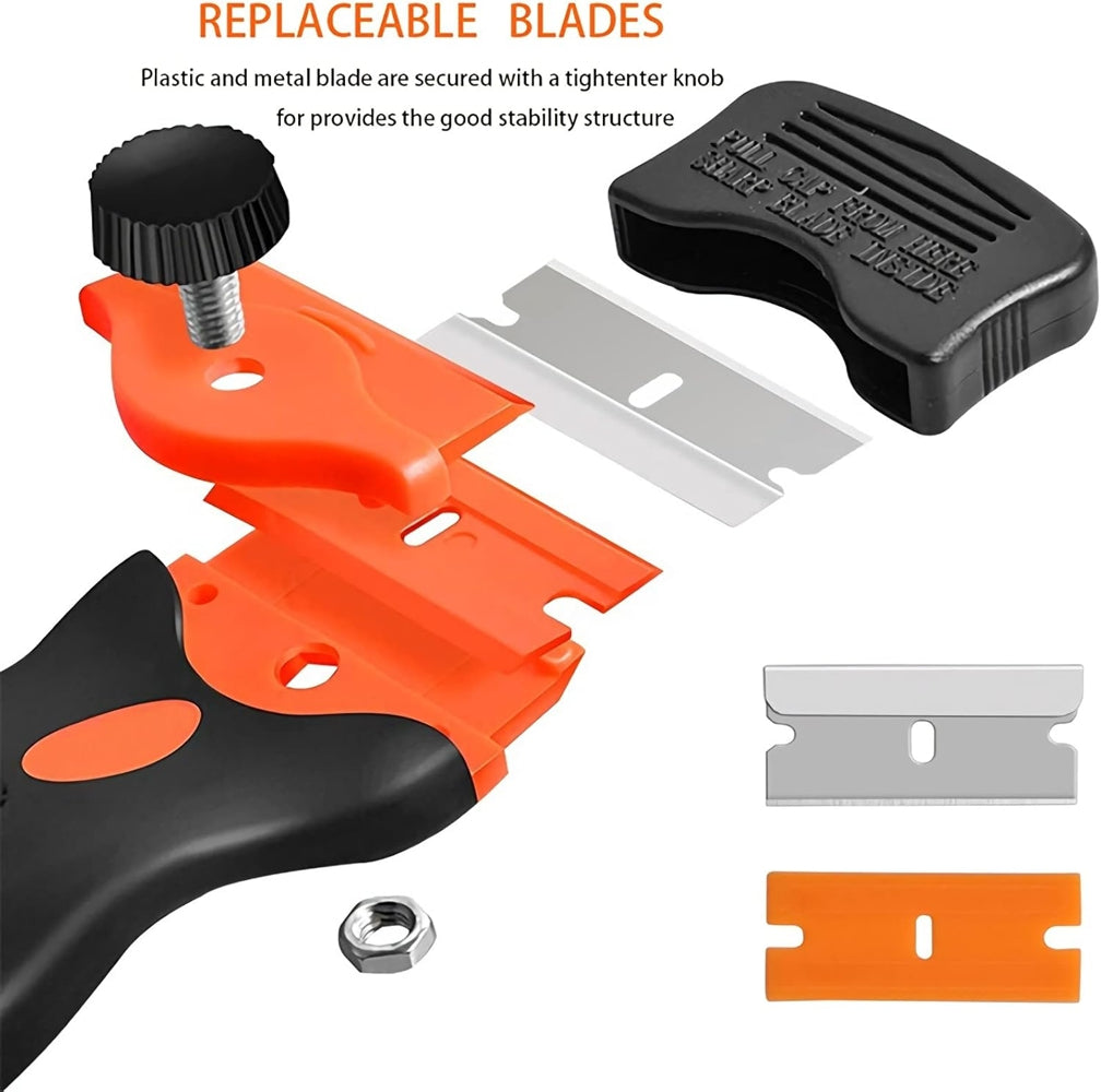 Razor Blade Scraper Tool with 20 Extra Blades & Safety Caps