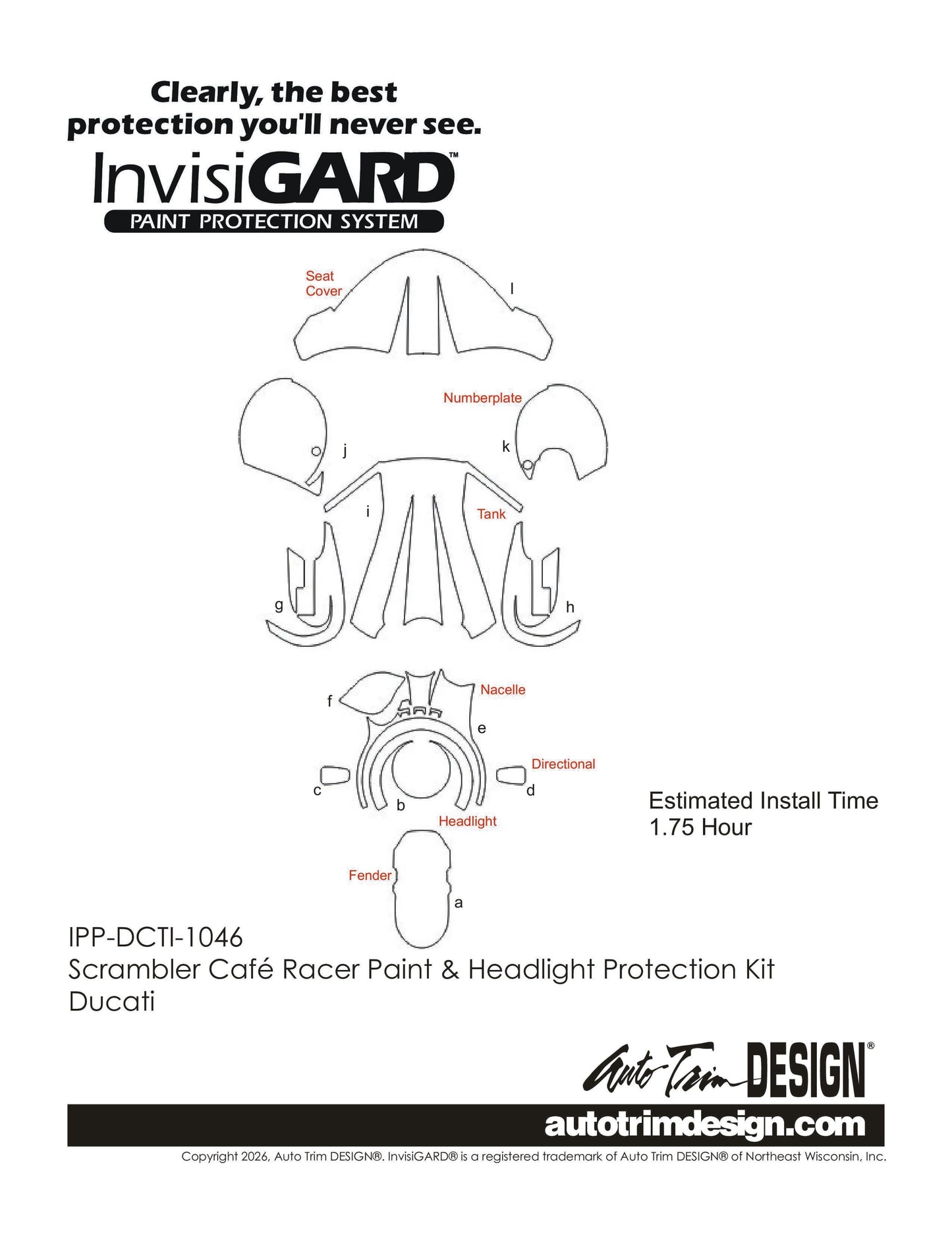 InvisiGARD® Paint & Plastic Protection Kit for Ducati Scrambler Café Racer - 2017-2020