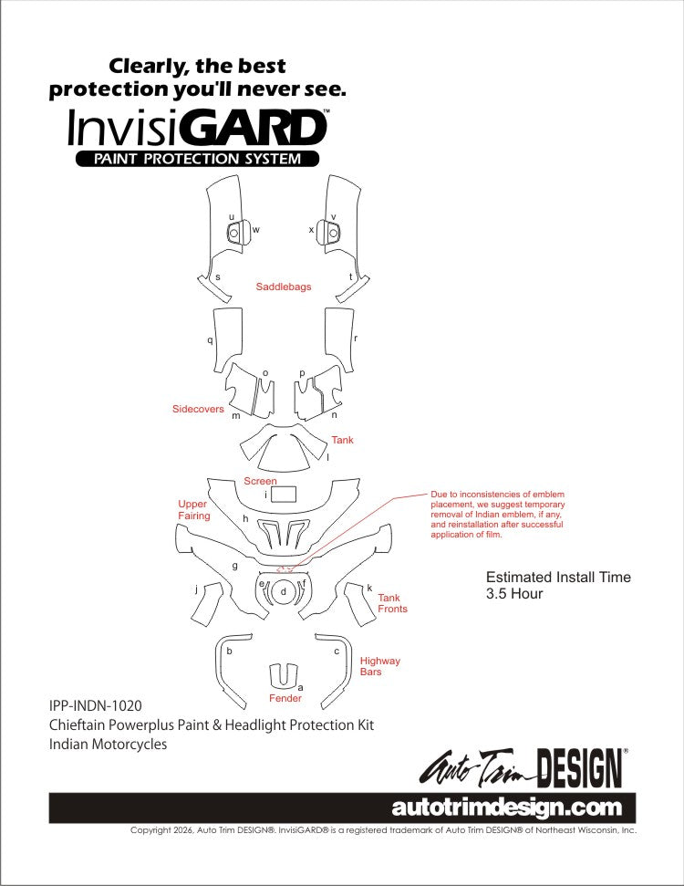 InvisiGARD® Plastic Protection Kit for Indian Chieftain PowerPlus - 2025-2026