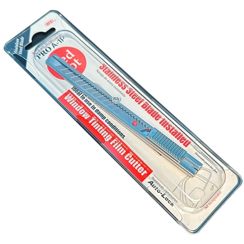 NT Cutter PRO Auto-Lock Stainless Steel Utility Knife (A-1P) with a durable stainless steel body, precise auto-lock blade mechanism, and ergonomic design for professional cutting tasks.