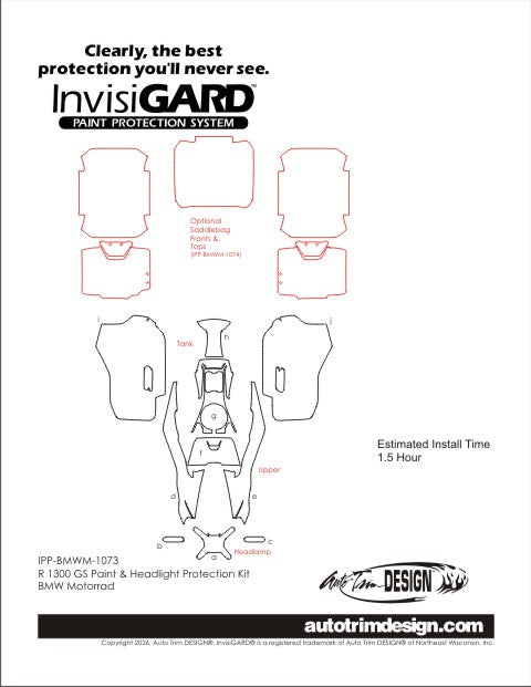 Kit de protección de plástico InvisiGARD para BMW R 1300 GS Adventure - 2026 - SOLO equipaje rígido lateral opcional