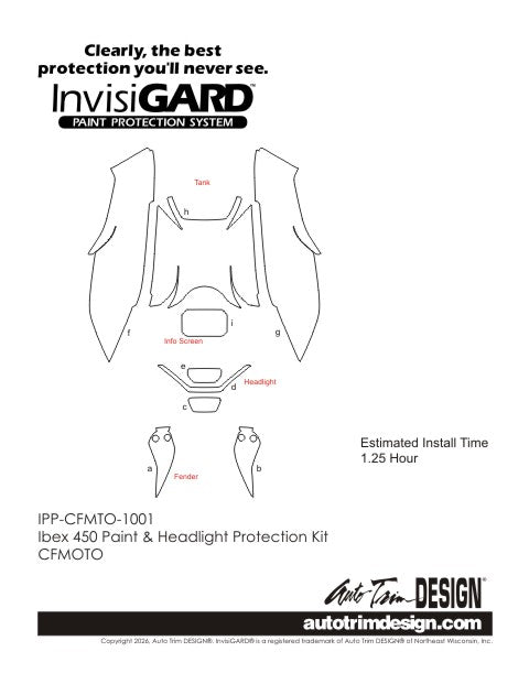 Kit de protección de pintura y plástico InvisiGARD® para CFMOTO Ibex 450 - 2024, 2025