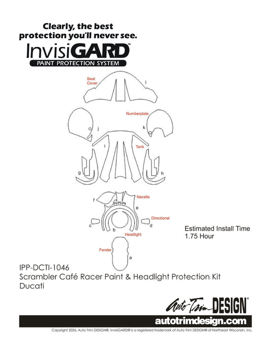 InvisiGARD® Paint & Plastic Protection Kit for Ducati Scrambler Café Racer - 2017-2020