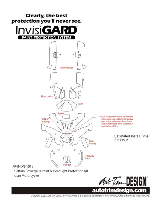 InvisiGARD® Plastic Protection Kit for Indian Chieftain PowerPlus - 2025-2026