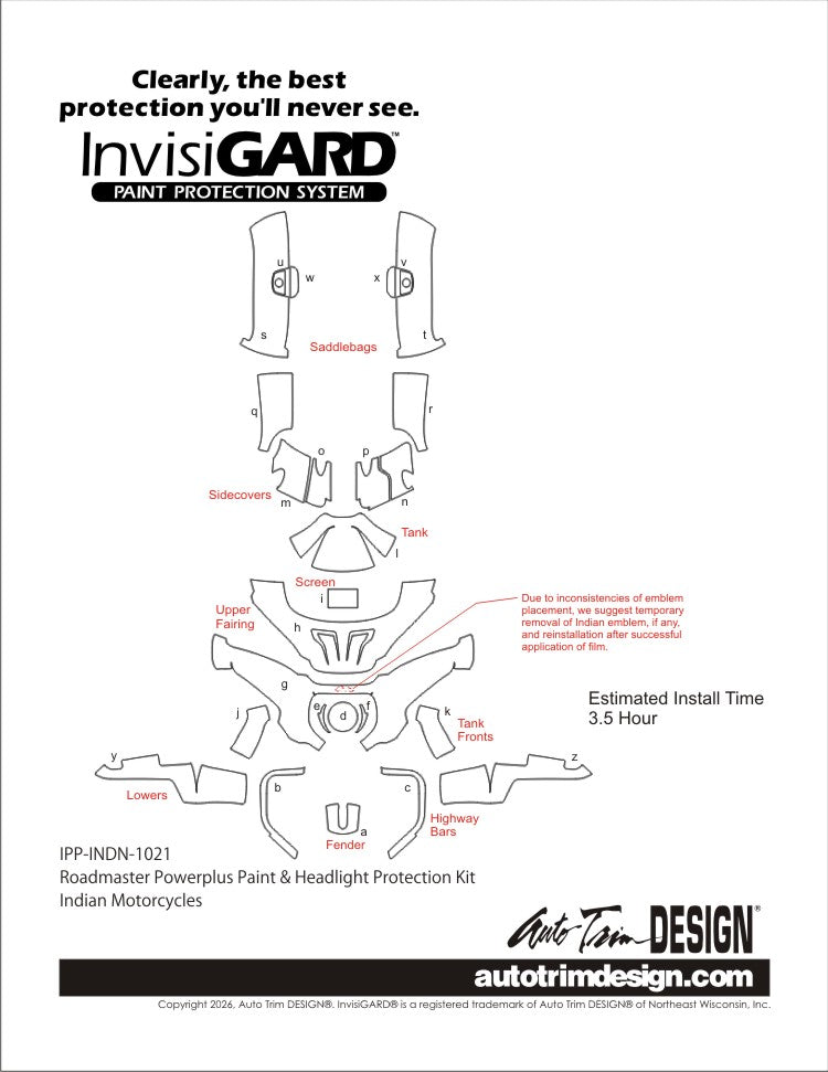 InvisiGARD® Plastic Protection Kit for Indian Roadmaster PowerPlus - 2025-2026