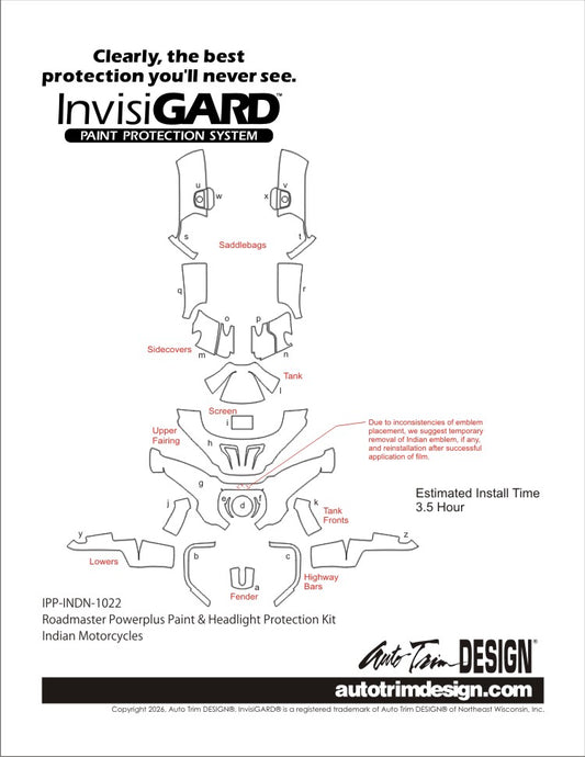 InvisiGARD® Plastic Protection Kit for Indian Roadmaster PowerPlus - 2025-2026